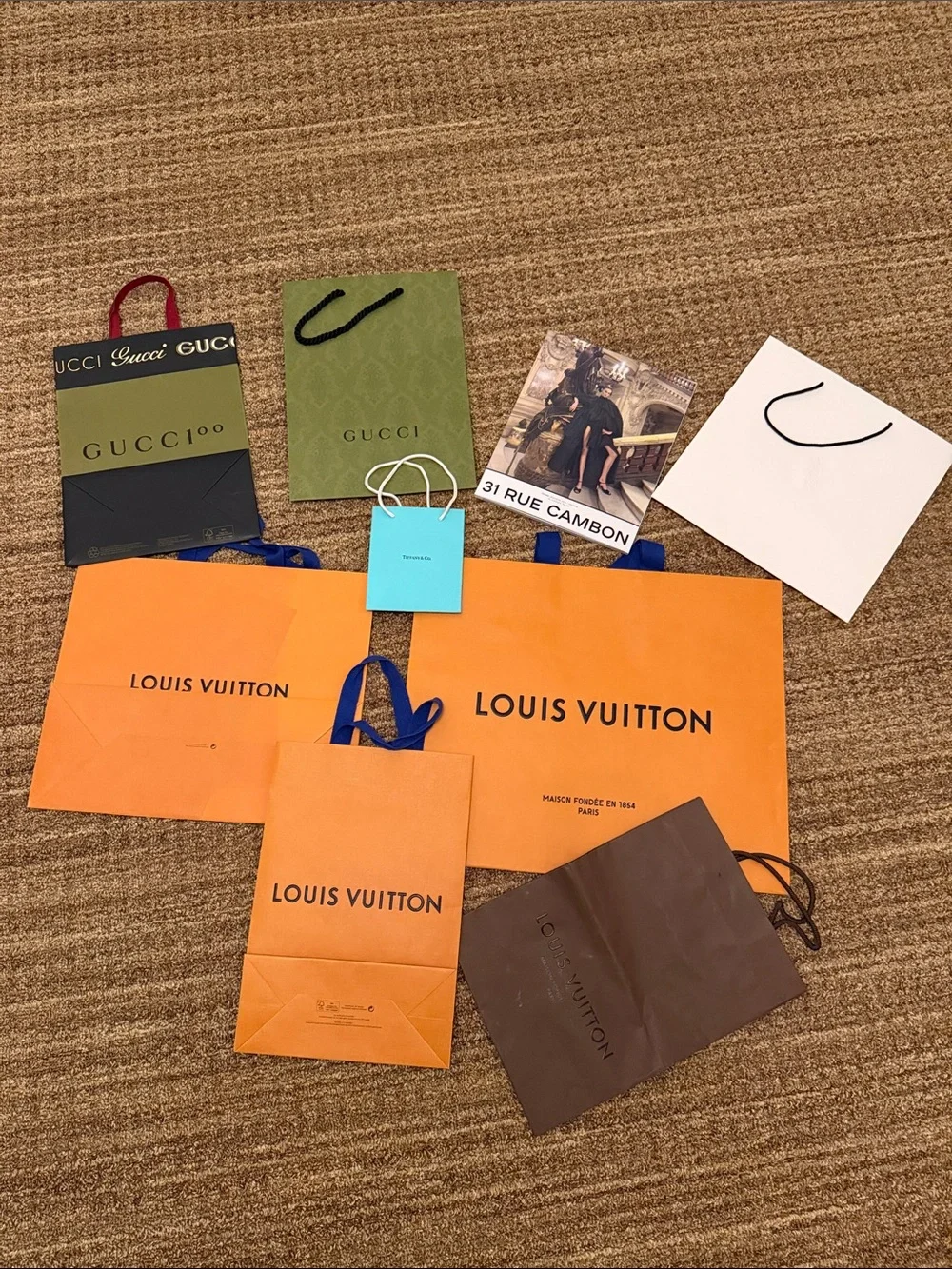 Authentic Assorted designer Shopping Bags, Chanel magazine